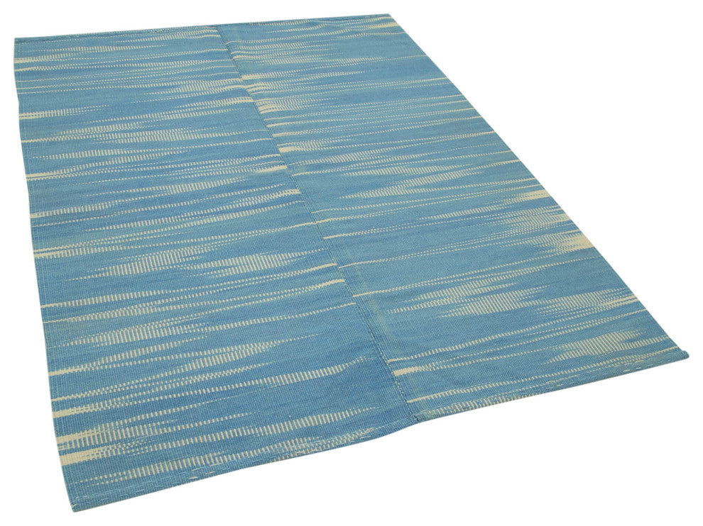 Rug N Carpet - Handmade Oriental 4' 8'' x 5' 10'' Modern Design Wool Kilim Rug