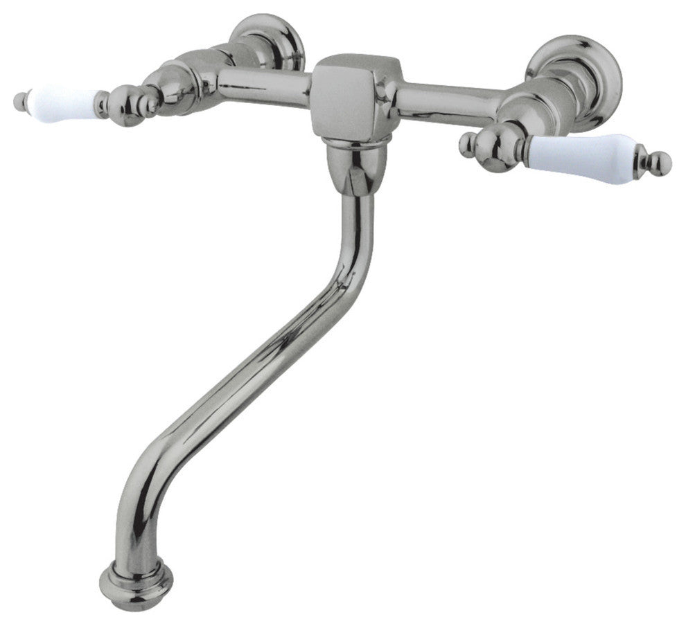 Kingston Brass Wall Mount Bathroom Faucet, Brushed Nickel