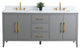 Vanity Art Bathroom Vanity With Sink, Cashmere Gray, 72", Double Sink, Golden Brushed