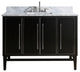 Mason 49" Vanity Combo, Black, Brushed Silver / Natural 1" Carrara White Marble Countertop and Backsplash