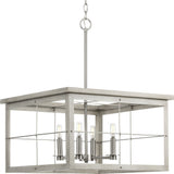 Hedgerow 4-Light Grey Washed Oak Farmhouse Chandelier Light