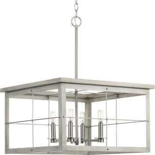 Hedgerow 4-Light Grey Washed Oak Farmhouse Chandelier Light