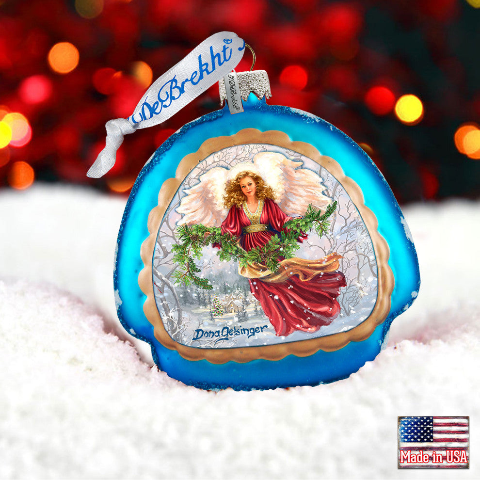 Snowfall Angel Glass Ornament