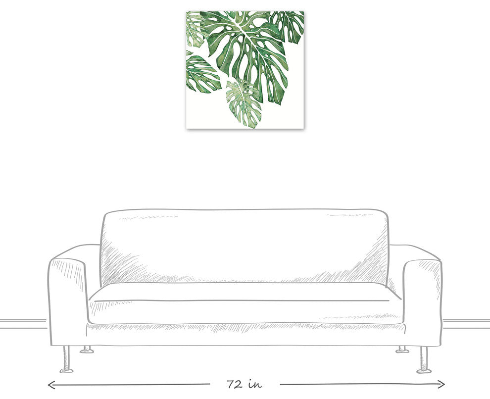 Green Tropical Leaves 24x24 Canvas Wall Art