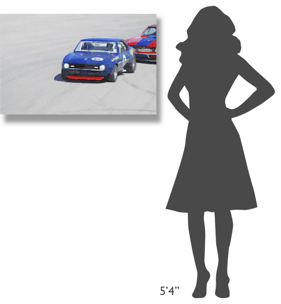 "Chevy Camaro on Race Track Watercolor" Fine Art Print