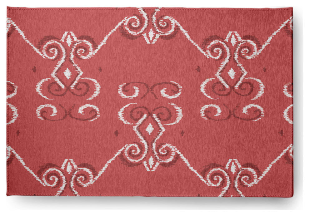 Diamonds & Curls Soft Chenille Area Rug, Coral, 4'x6'