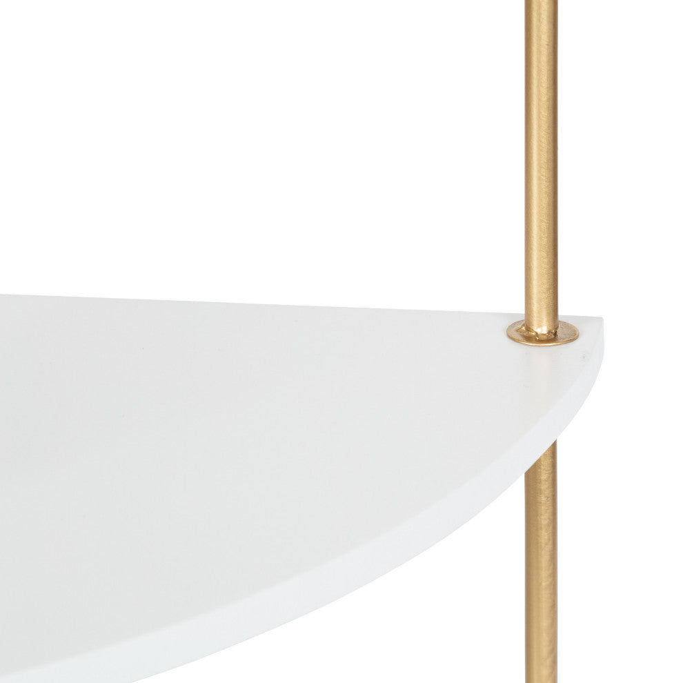 Walters Corner Shelf, White/Gold, 17"x12"x35"