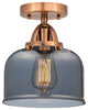 Large Bell Semi-Flush Mount, Antique Copper, Plated Smoke, Plated Smoke