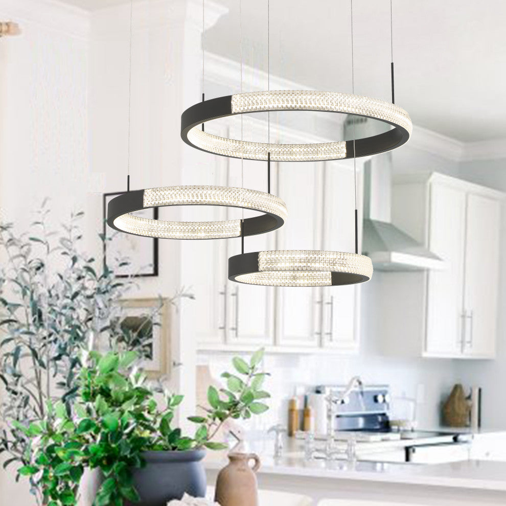 3-Light Statement Tiered LED Chandelier