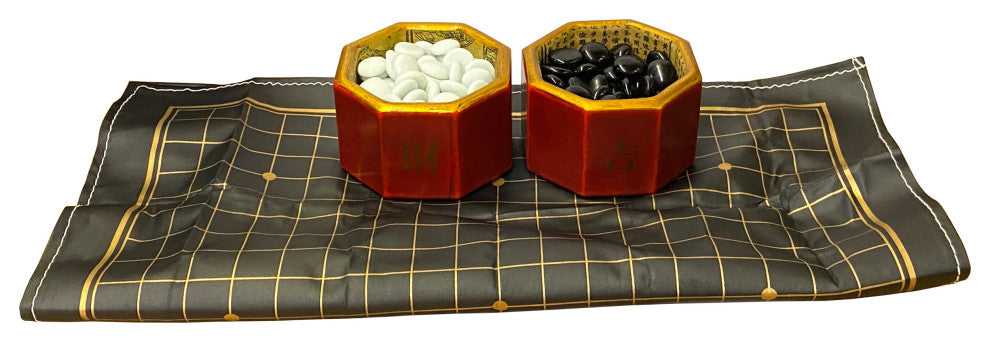 Chinese Oriental Black White "GO" Weichi Chess Folding Board Game Set Hws1798