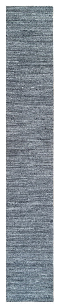 Arsenic Gray Hand Loomed Modern Striae Wool XL Runner Oriental Rug 2'6"x15'10"
