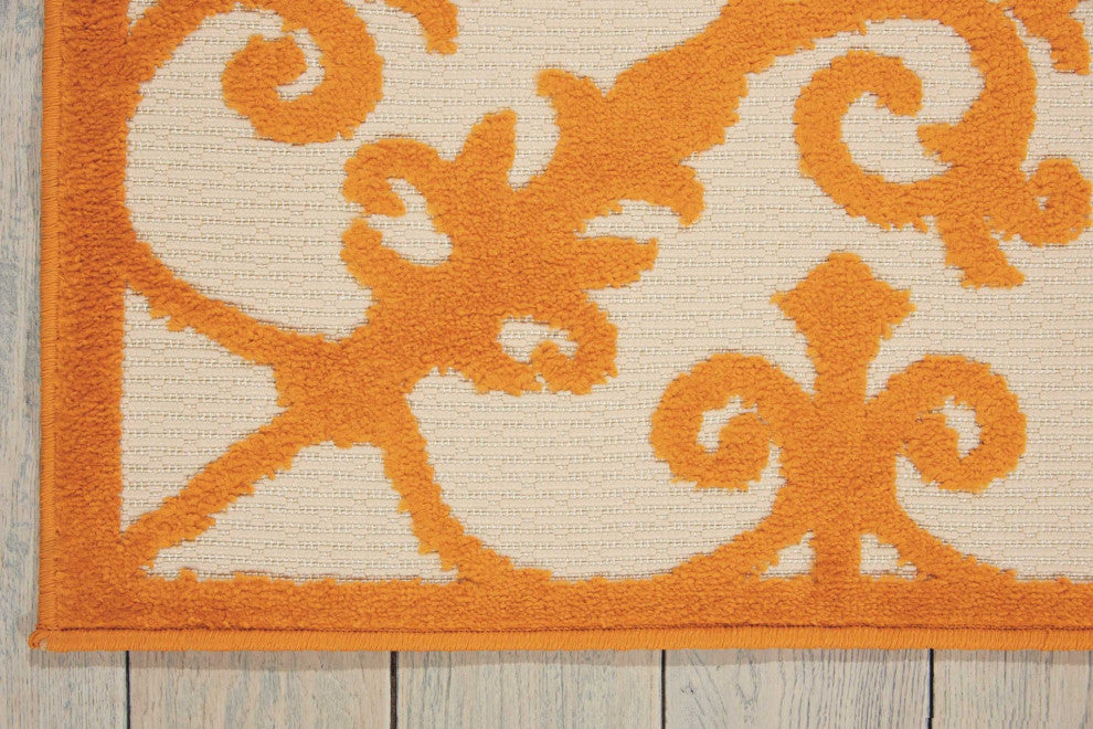 8 x 11 Orange Medallion Indoor Outdoor Area Rug