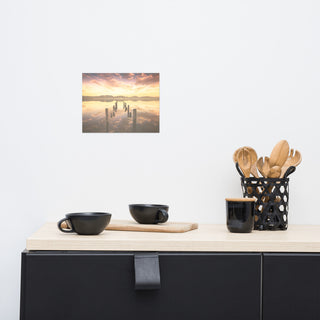 Sunset Pillars and Reflections on Lake Landscape Photo Loose Wall Art Prints, 8" X 10"