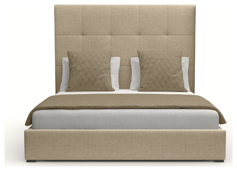 Nativa Interiors Moyra Tufted Bed, Flax, Queen, Headboard: Medium
