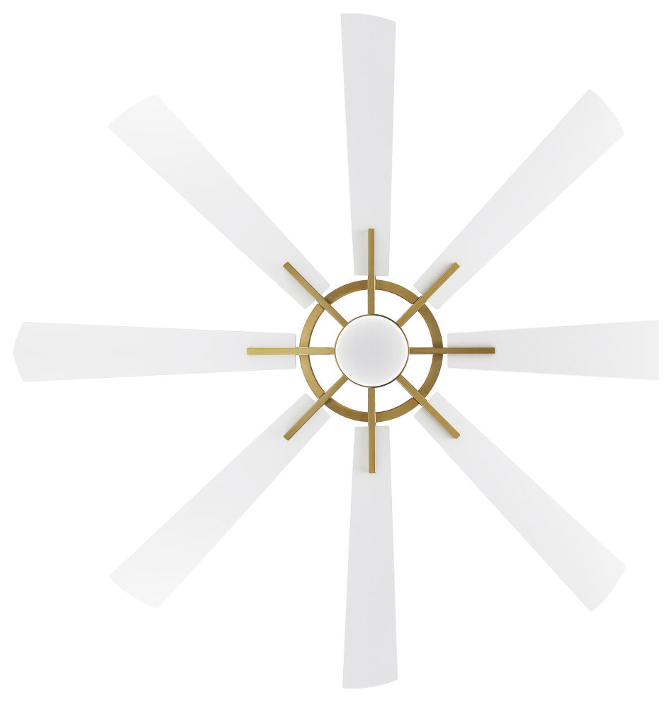 60" Reversible 8-Blade LED Ceiling Fan With Remote and Light, Gold/White