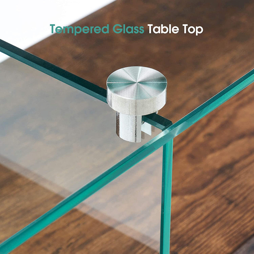 Modern Narrow Glass Console Table with Storage