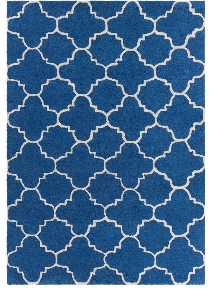 Davin Contemporary Area Rug, Blue and White, 7'x10'