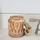 nu steel Amber Glass With Gold Colored Steel Cotton Container