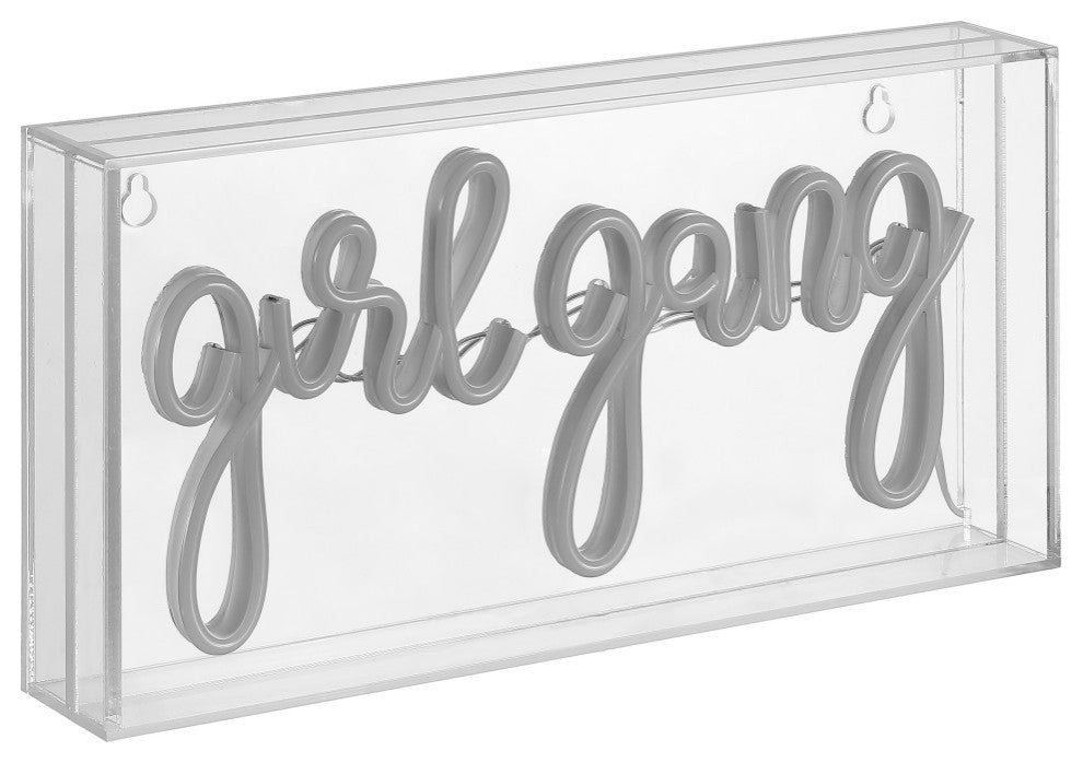 Girl Gang 11.88" Contemporary Glam Acrylic Box USB Operated LED Neon Light, Pink