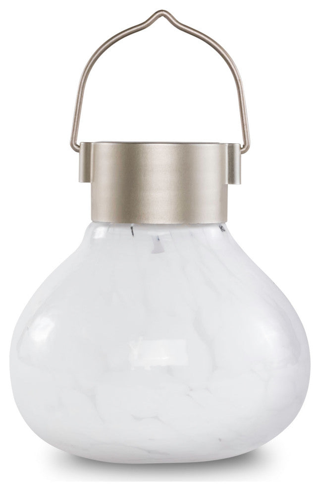 Solar Glass Tea Lantern, White