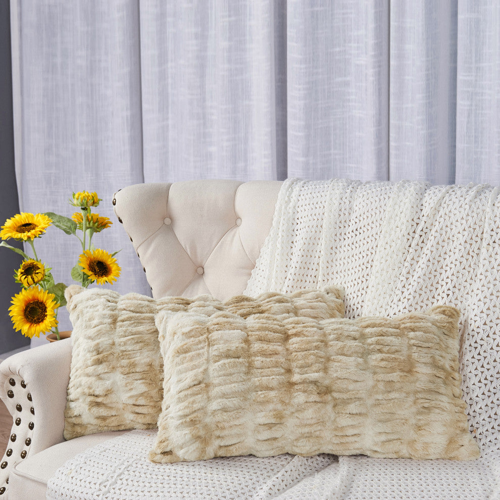Shar Pei Faux Fur Pillow Shell Set, Fungi, 2 Piece Lumbar, 14"x26"