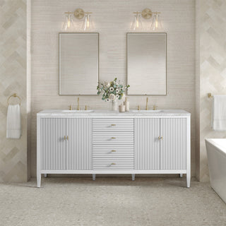 Myrrin 72" Double Vanity, Bright White, 3 CM Victorian Silver Top