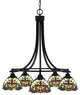 Paramount 5-Light Chandelier, Matte Black, 7" Earth Star Art Glass