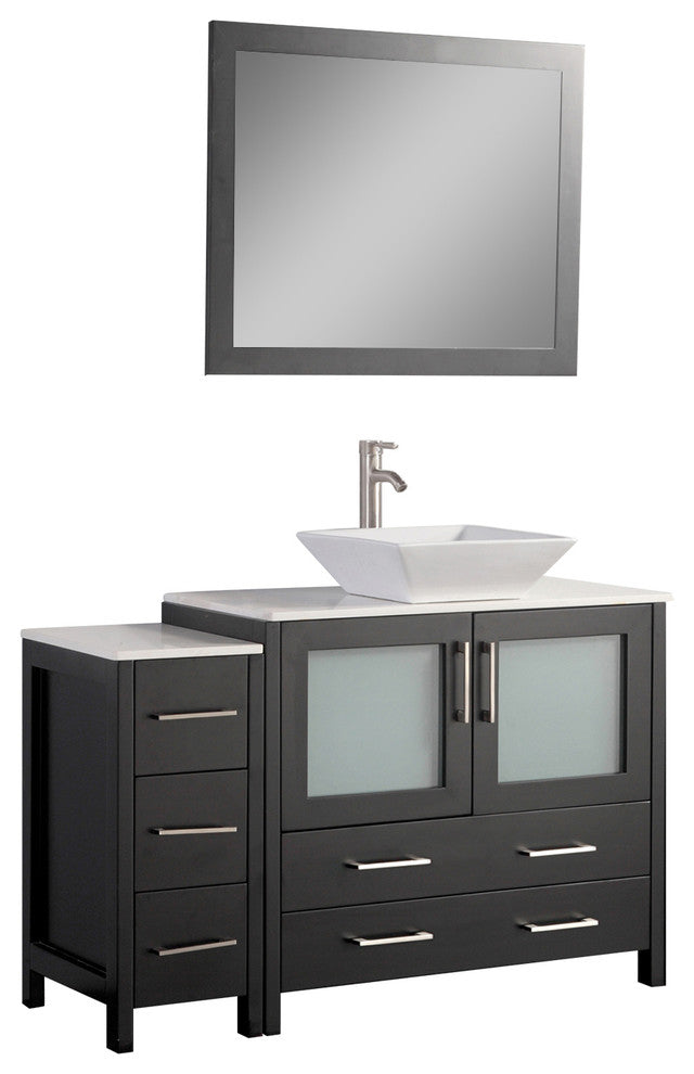 Vanity Art Vanity Set With Vessel Sink, Espresso, 48", Standard Mirror