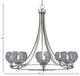 Paramount 8-Light Chandelier, Brushed Nickel, 6" Smoke Ribbed Glass
