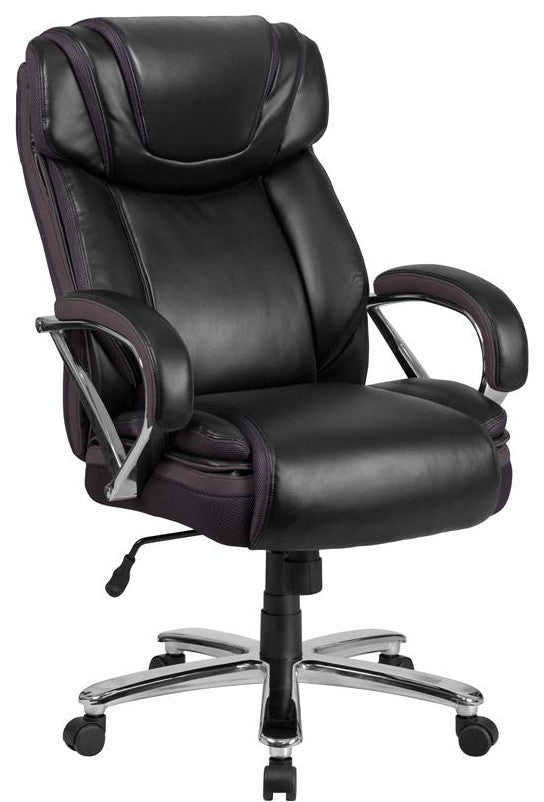 500 lb. Capacity Big and Tall Leather Executive Swivel Office Chair-Black
