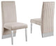 Cream Tufted Velvet Accent Side Chairs with Silver Chrome Detailing (Set of 2)