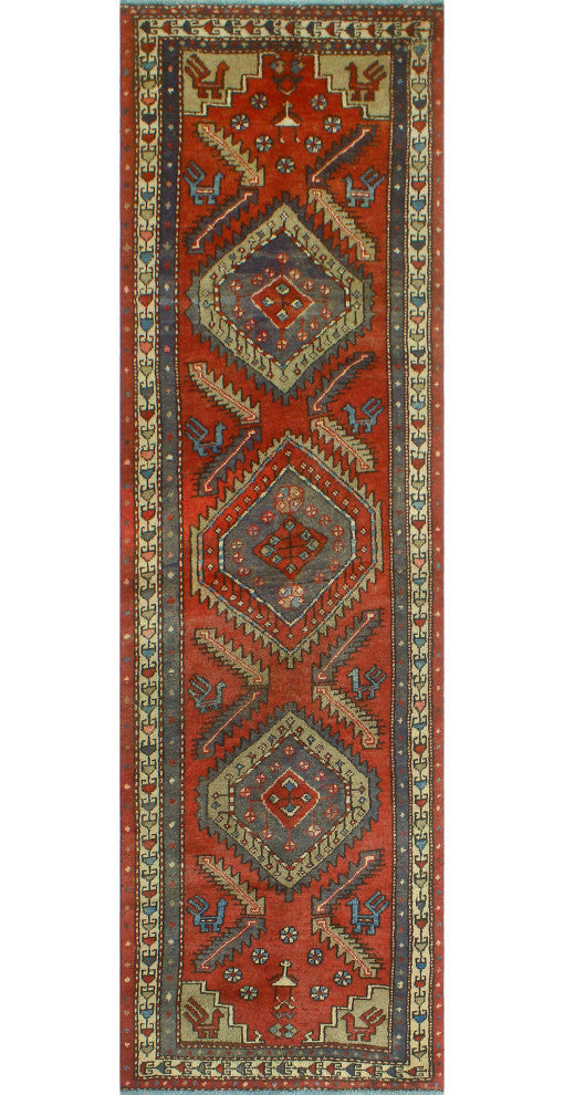 Fine Vintage Distressed Jacob Rust/Beige Runner, 2'10x9'9