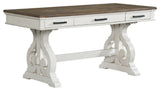 Drake 60" Wide Writing Desk, Rustic White and French Oak