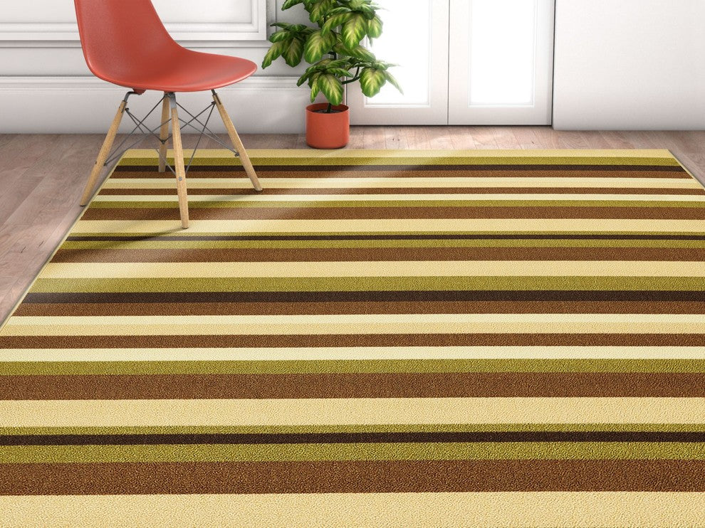 Well Woven Kings Court Uni Stripes Modern Lines Green Area Rug