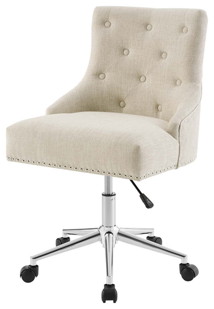 Modern Designer Home Business Office Work Desk Chair, Fabric Aluminum, Beige