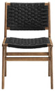 Saoirse Woven Rope Wood Dining Side Chair, Set of 2, Walnutt Black