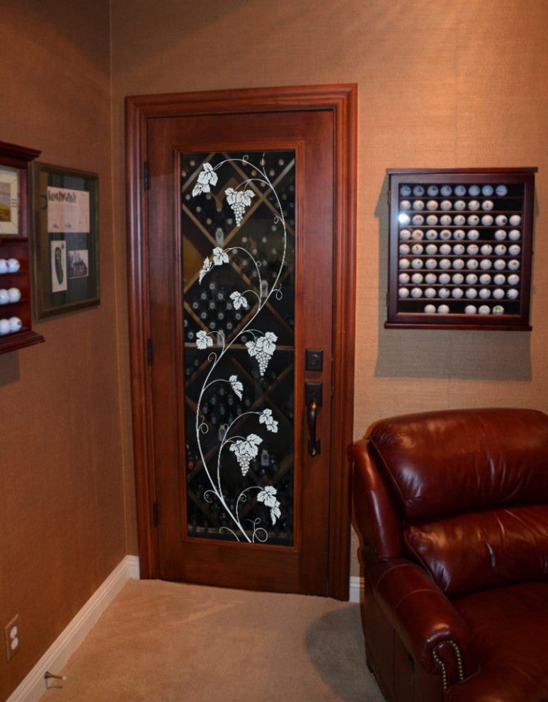 Wine Door - Vineyard Grapes Unfurled - Primed - 28" x 84" - Knob on Left -...