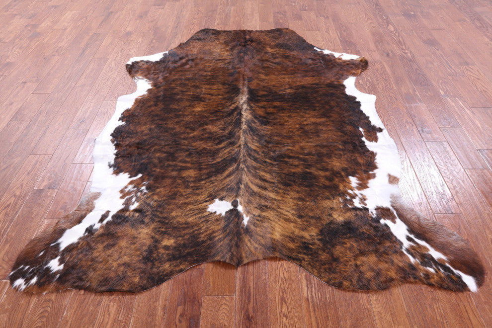 7' 5" X 6' 4" Brindle Natural Cowhide Rug C2302