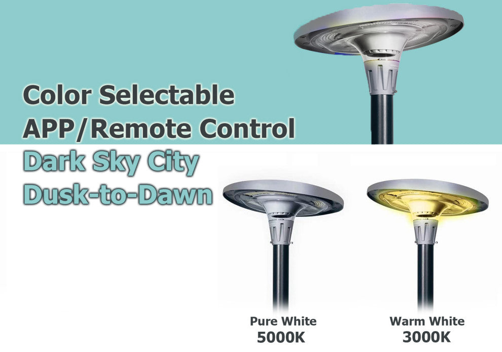 Solar Powered RGB LED UFO-Round Light APP/Remote Control for Outdoor, 15w