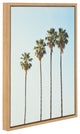 Sylvie Four Palm Trees Natural Framed Canvas Wall Art by Simon Te Tai