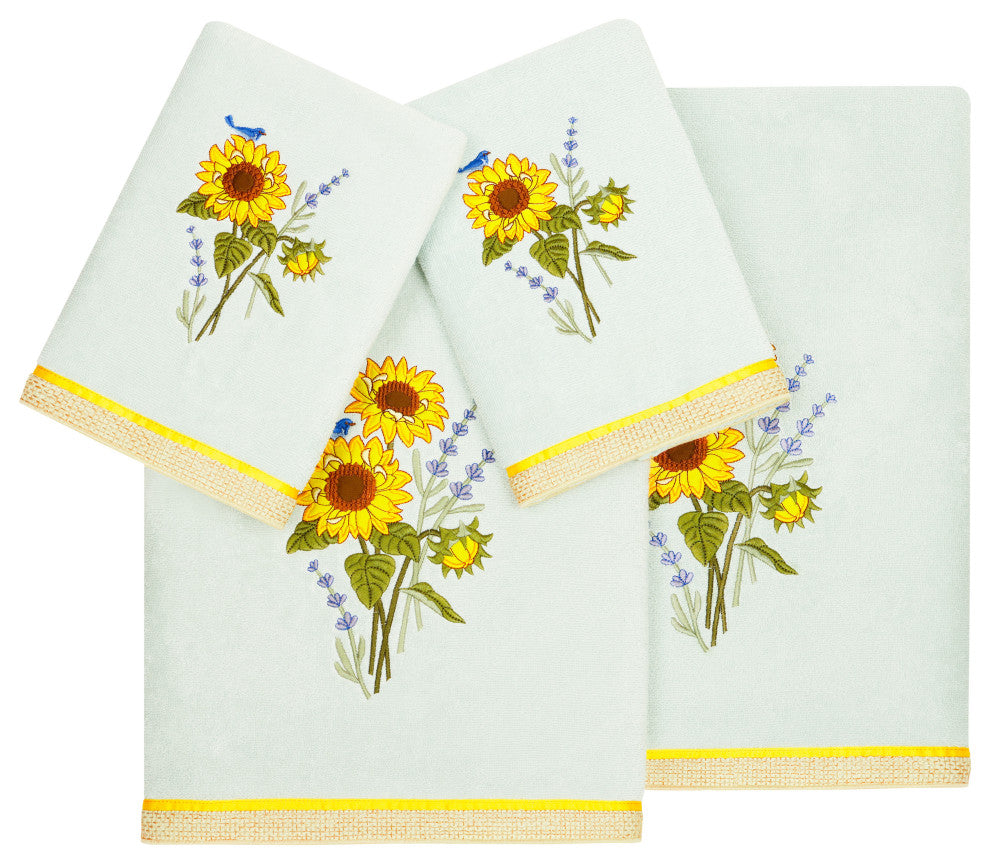 Linum Home Textiles 100% Turkish Cotton GIRASOL 4PC Embellished Towel Set
