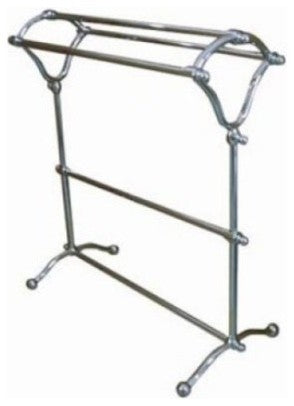 Vintage-Style Pedestal Y-Type Brass Towel Rack, Polished Chrome