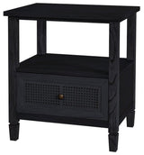 Flagstaff 1-Drawer Cane Nightstand, Black