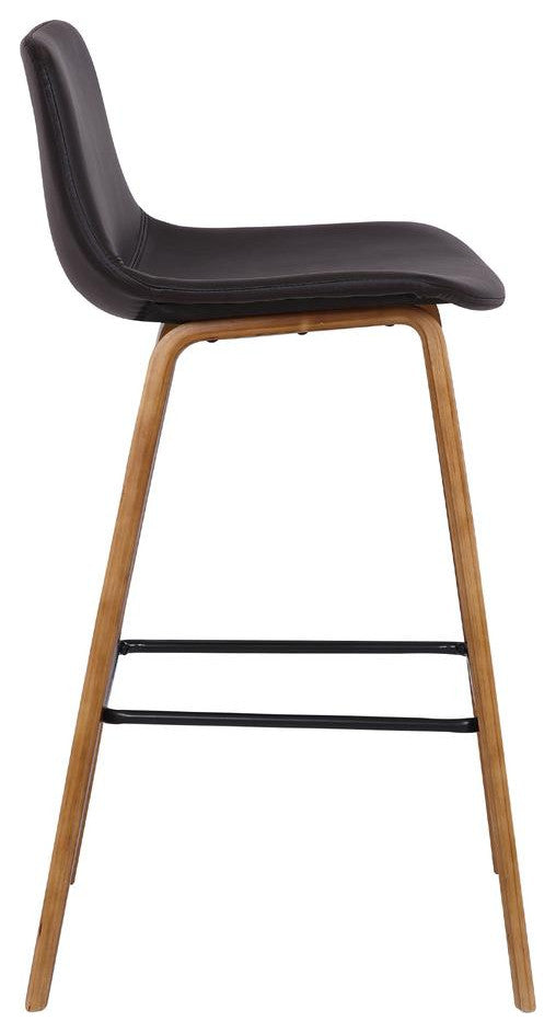 Maddie Contemporary Barstool in Walnut Wood Finish and Brown Faux Leather
