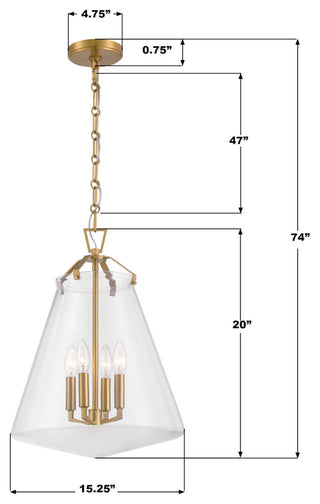 Crystorama Lighting Group VSS-7015 Voss 4 Light 15"W Taper Candle - Luxe Gold