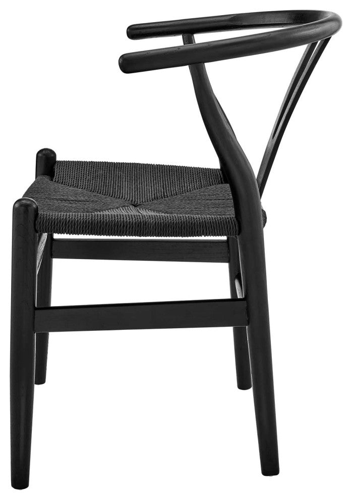 Side Dining Chair, Set of 2, Black, Wood, Modern, Cafe Bistro Hospitality