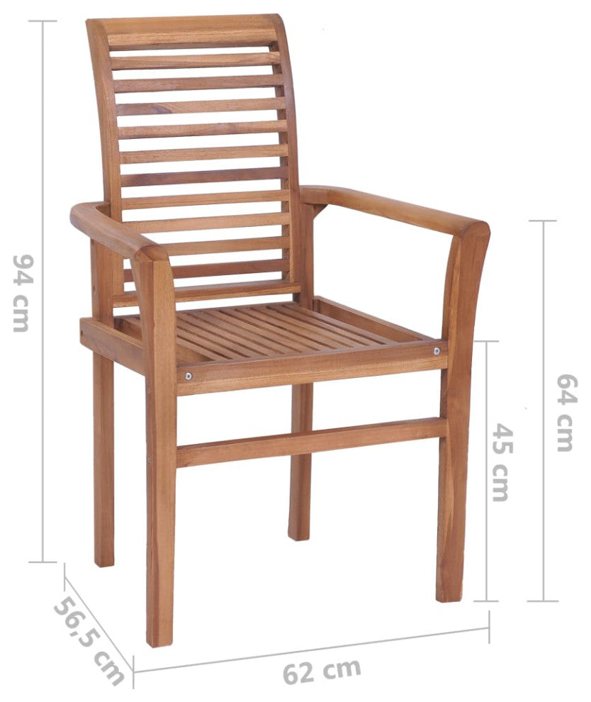 vidaXL Dining Chairs 4 Pcs Stacking Accent Kitchen Living Room Chair Solid Teak