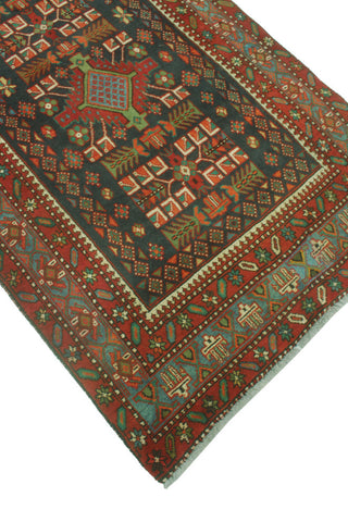 Fine Vintage Distressed Costari Navy/Rust Runner, 3'8x14'9