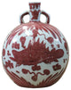 Chinese Oriental Pink Red White Base Fish Graphic Porcelain Vase Hws398