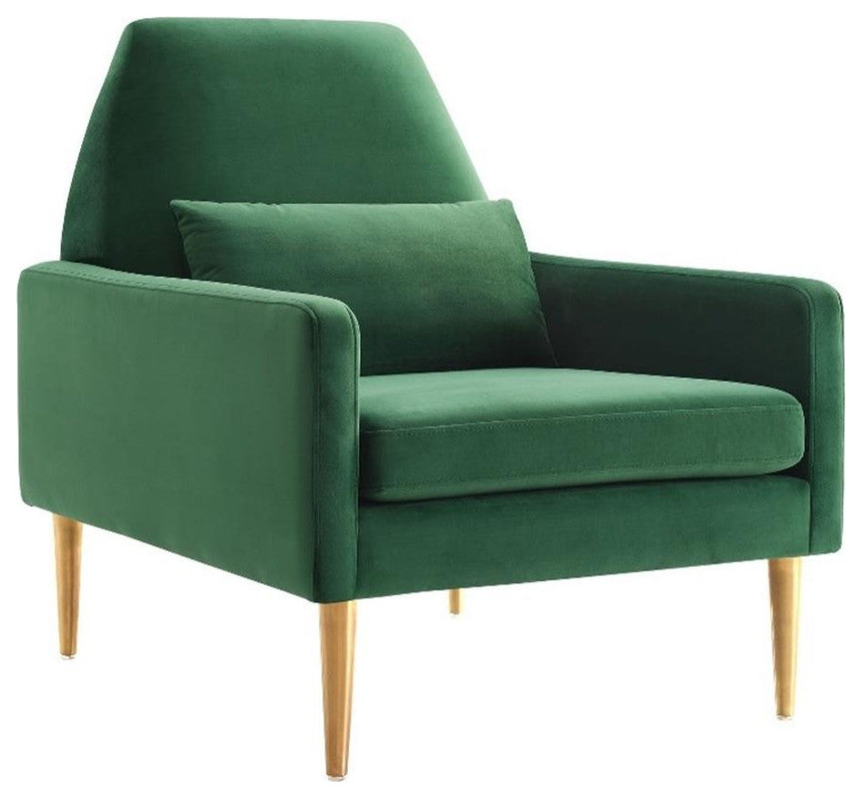 Liliana Performance Velvet Armchair, Emerald